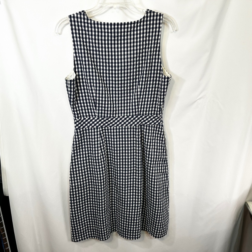 J. Crew Sz 4 Mini Dress Gingham Button Front Sleeveless Blue Academia Prep 1767 - Picture 5 of 9